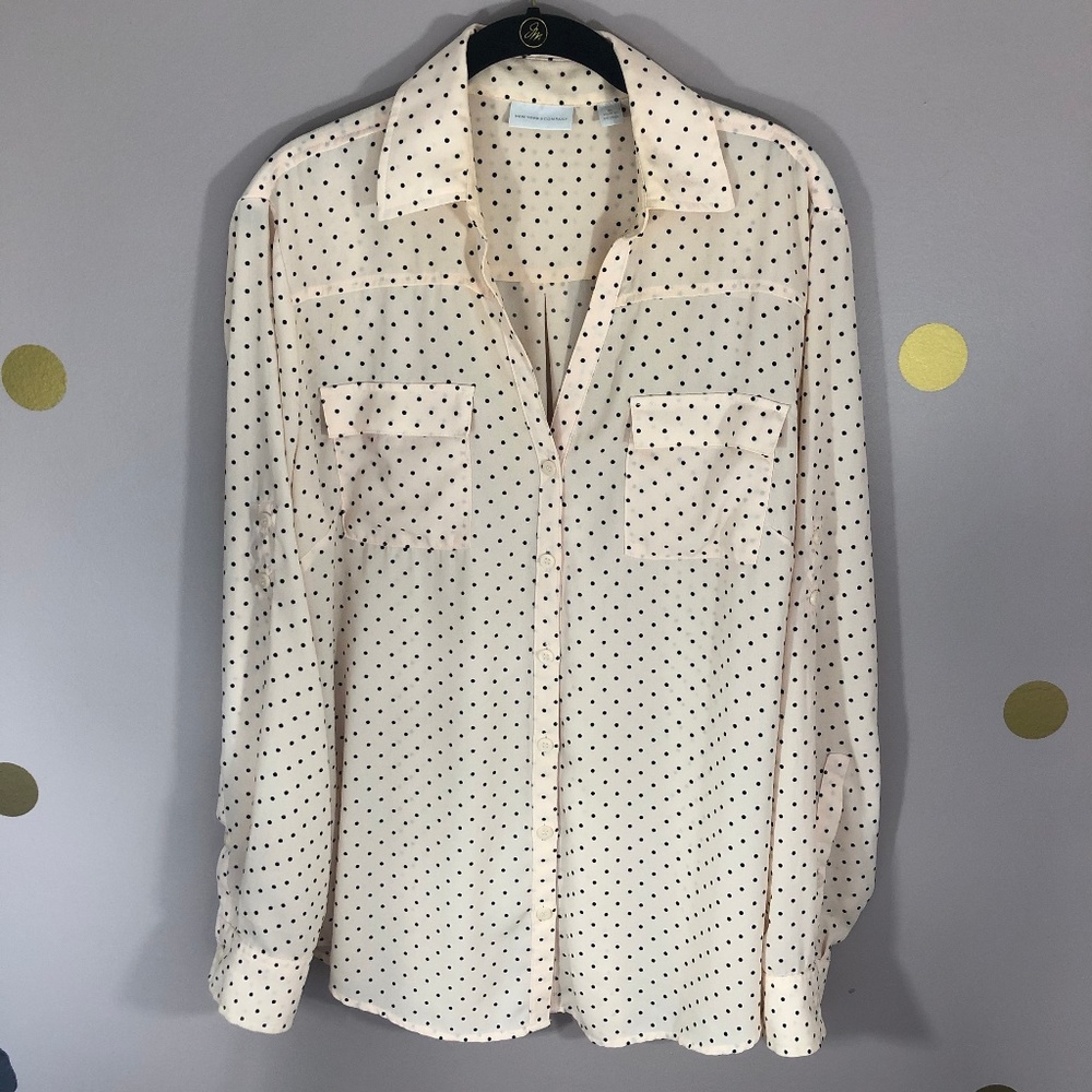 Pink Velvet Black Dot Utility Button Down Shirt XL